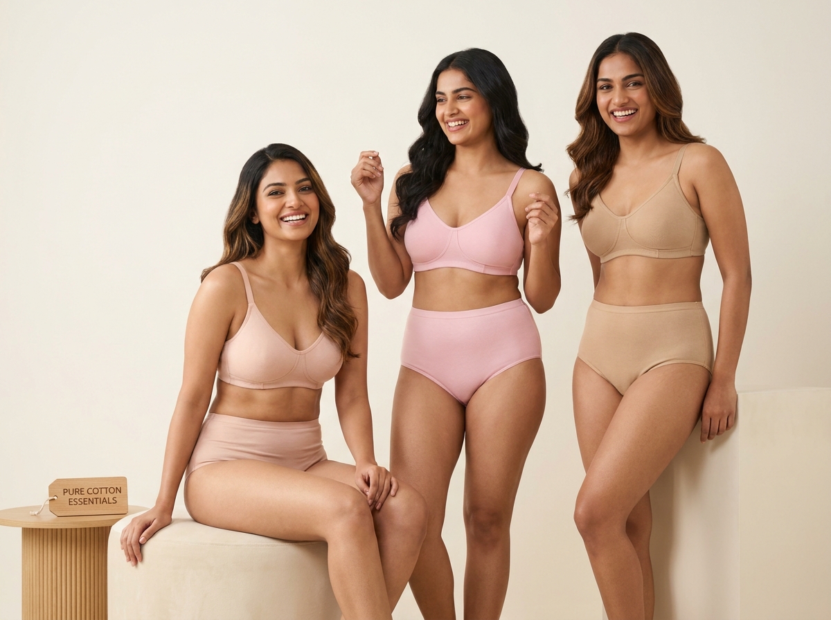Confident Indian woman in premium combed cotton innerwear sets